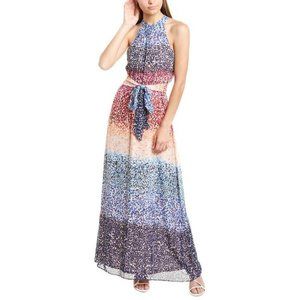 NEW Julia Jordan Multicolor Dot Chiffon Maxi Dress Size 2